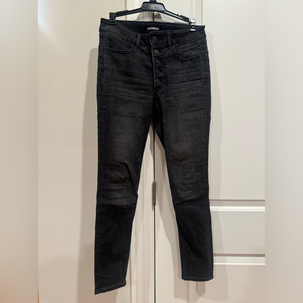 EXPRESS High Waisted Denim Perfect Lift Black SIZE 6R